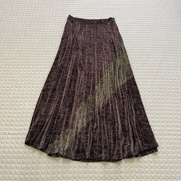 NWT SUBOO Tyra Pleat Panelled Midi Skirt Size M Copper Silver - Picture 10 of 11